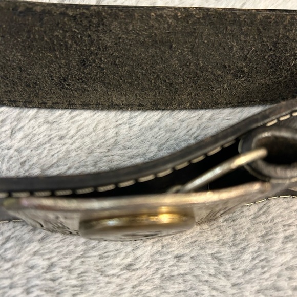 Rare Authentic leather heavy metal buckle western belt main image 12